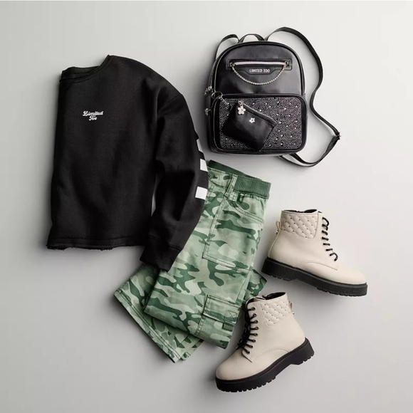 Limited Too Girls Green Camo Army print Cargo pants NEW. Casual Y2k Streetwear - Picture 6 of 9